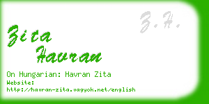 zita havran business card